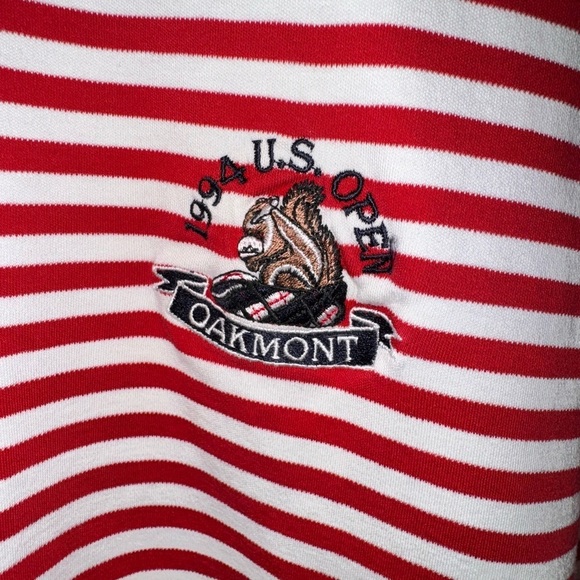 Slazenger VINTAGE 1994 Oakmont US Open Red Striped Men's Polo Shirt Size XL - Picture 2 of 10